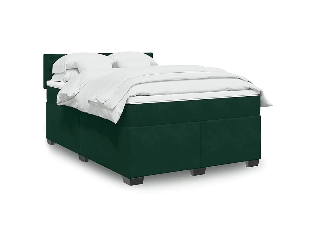 Sommier à lattes de lit et matelas Vert foncé 160x200cm Velours