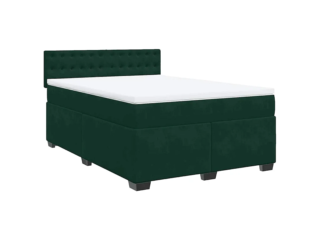 Giroletto a Molle con Materasso Verde Scuro 160x200 cm Velluto