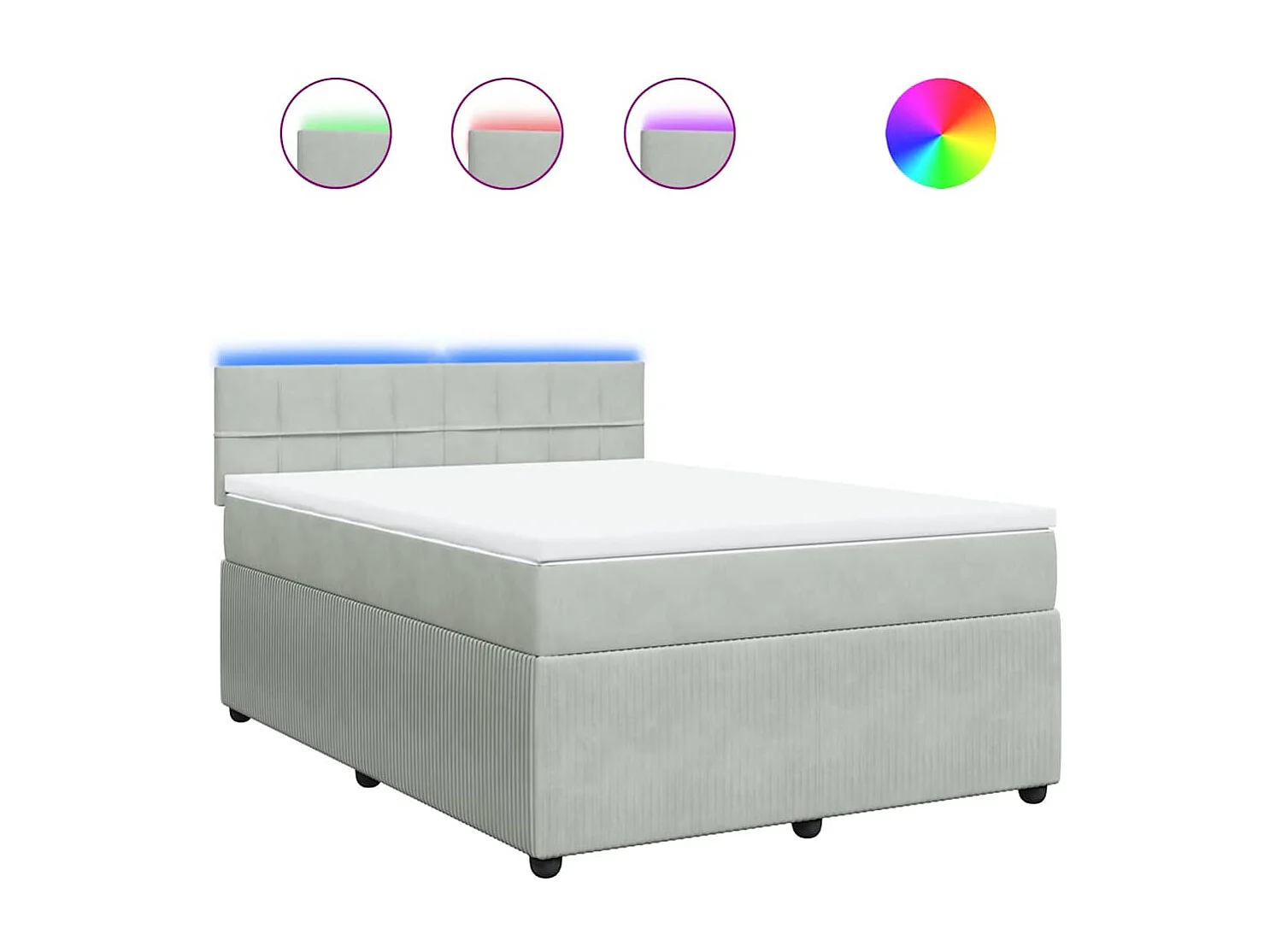 Sommier à lattes de lit et matelas Gris clair 140x190cm Velours