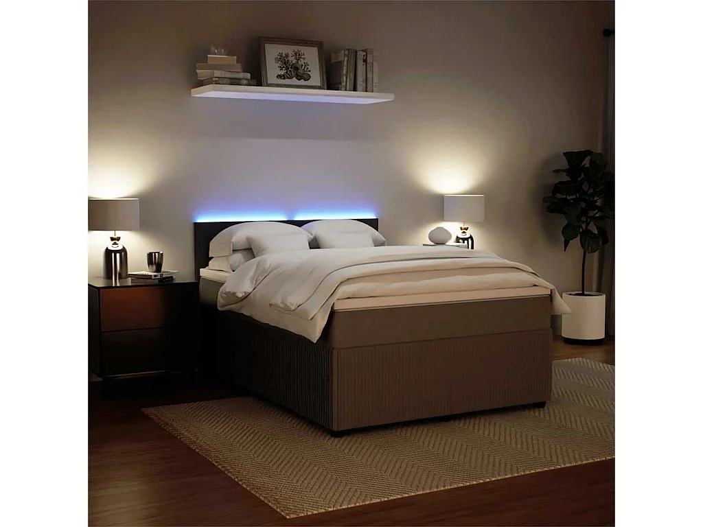 Cama box spring con colchón terciopelo gris claro 140x190 cm