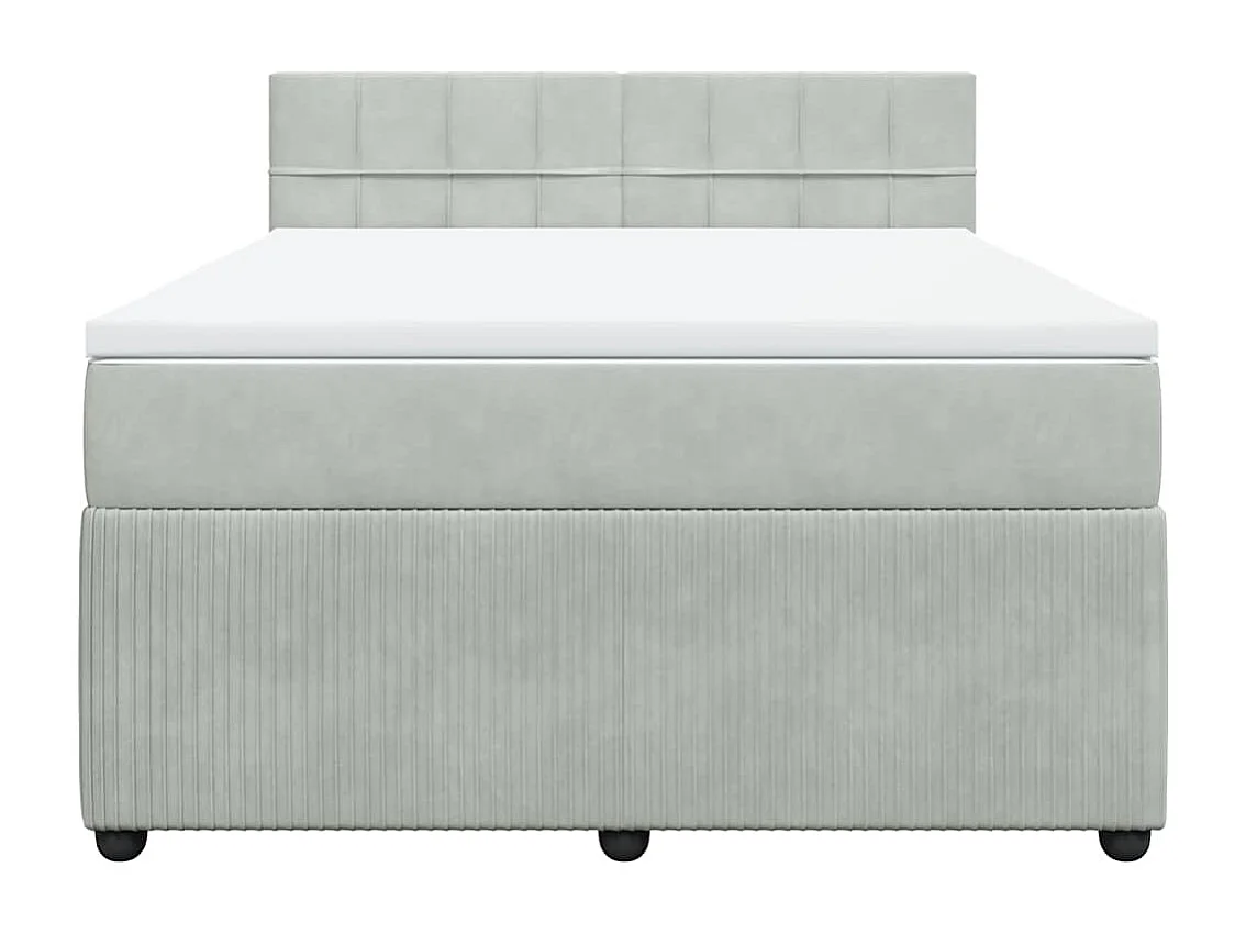 Sommier à lattes de lit et matelas Gris clair 140x190cm Velours