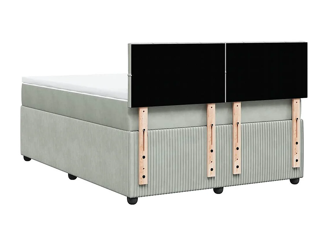 Sommier à lattes de lit et matelas Gris clair 140x190cm Velours