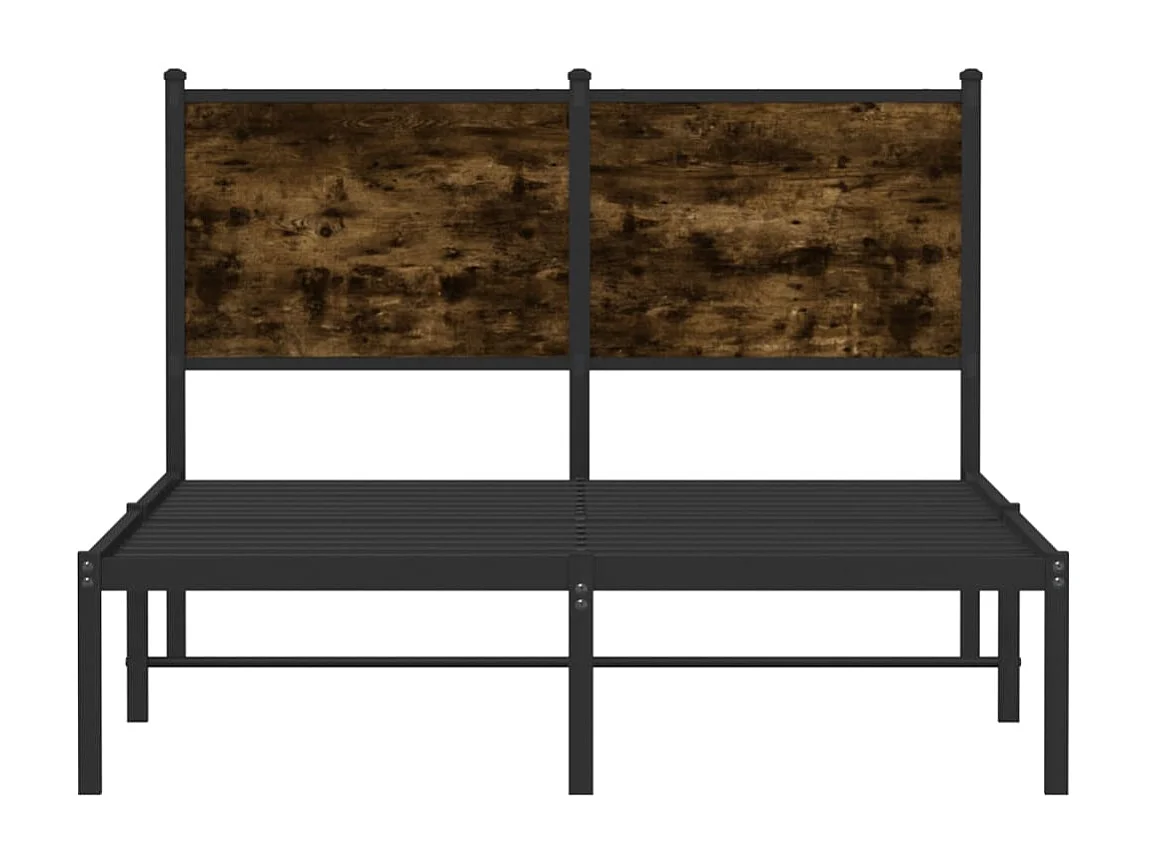 Cadre de lit en métal sans matelas chêne fumé 120x200 cm