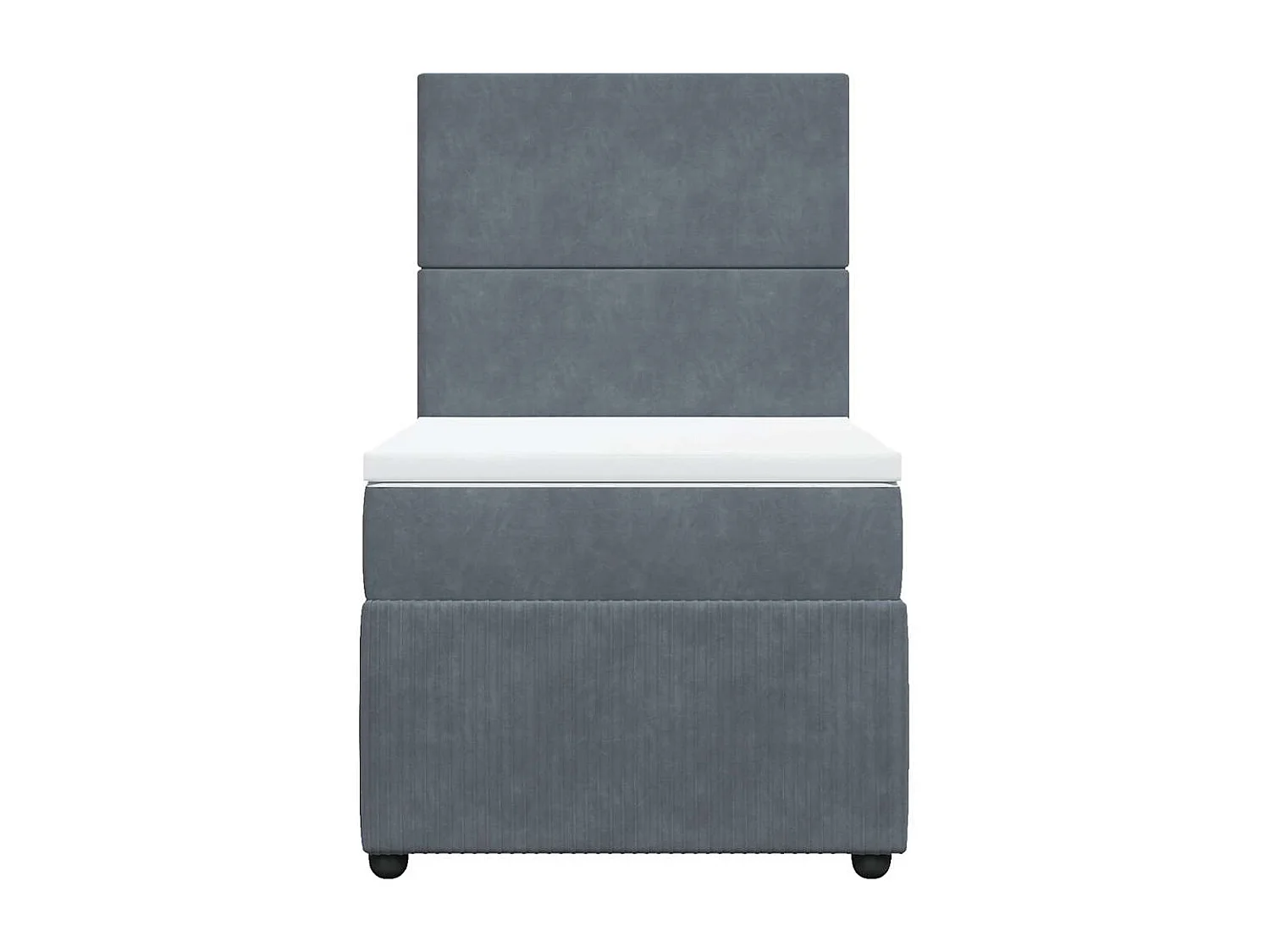 Cama box spring con colchón terciopelo gris oscuro 100x200 cm