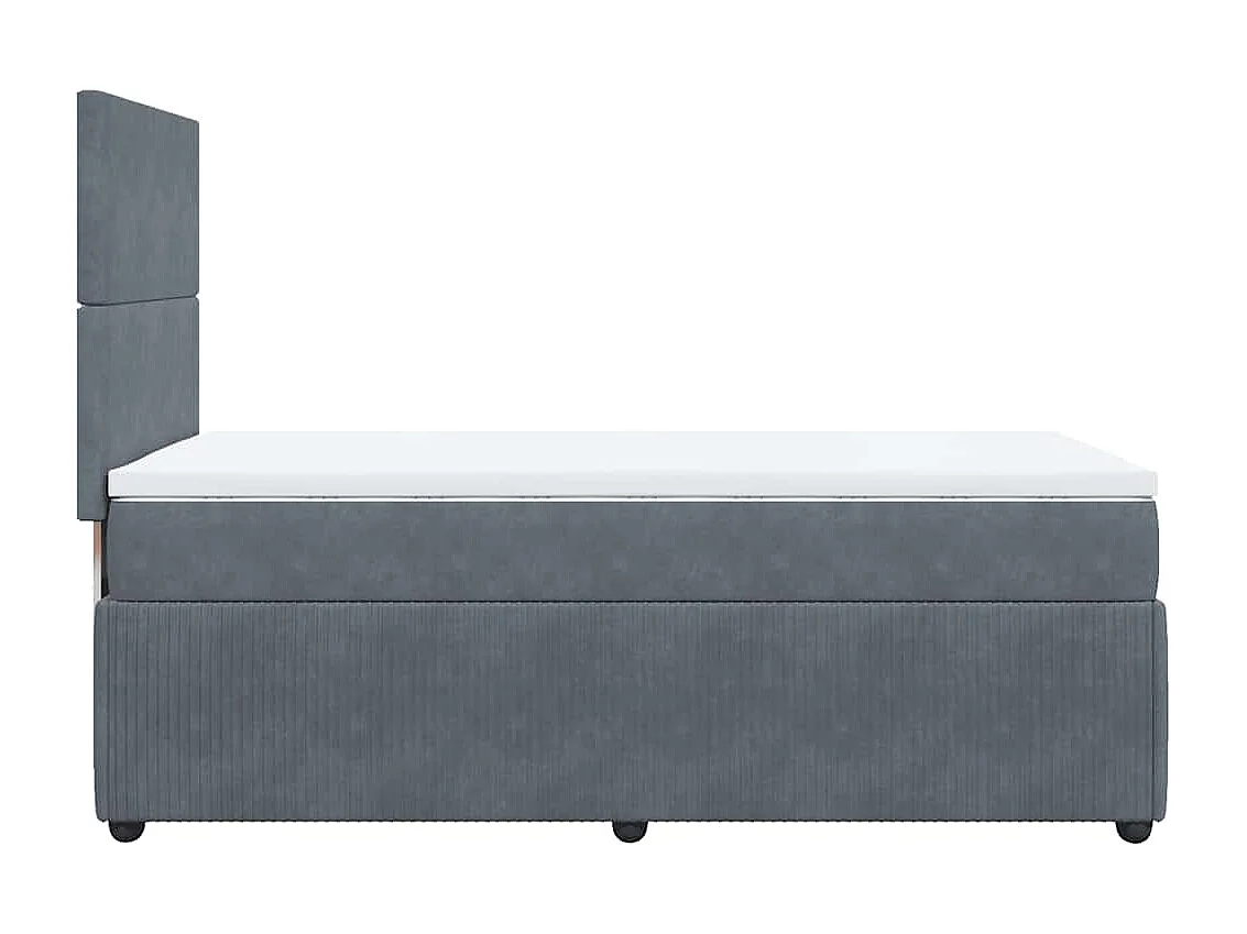 Cama box spring con colchón terciopelo gris oscuro 100x200 cm