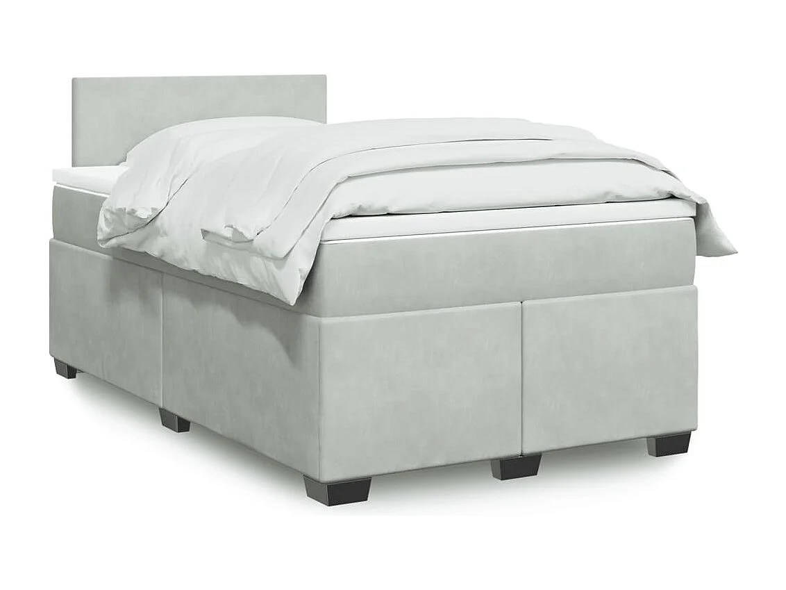 Cama boxspring c/ colchão 120x200 cm veludo cinzento-claro