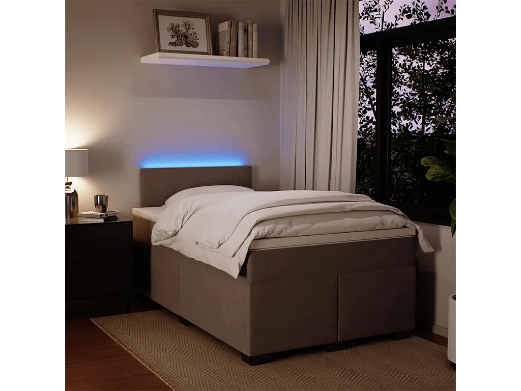 Cama box spring con colchón terciopelo gris claro 120x200 cm