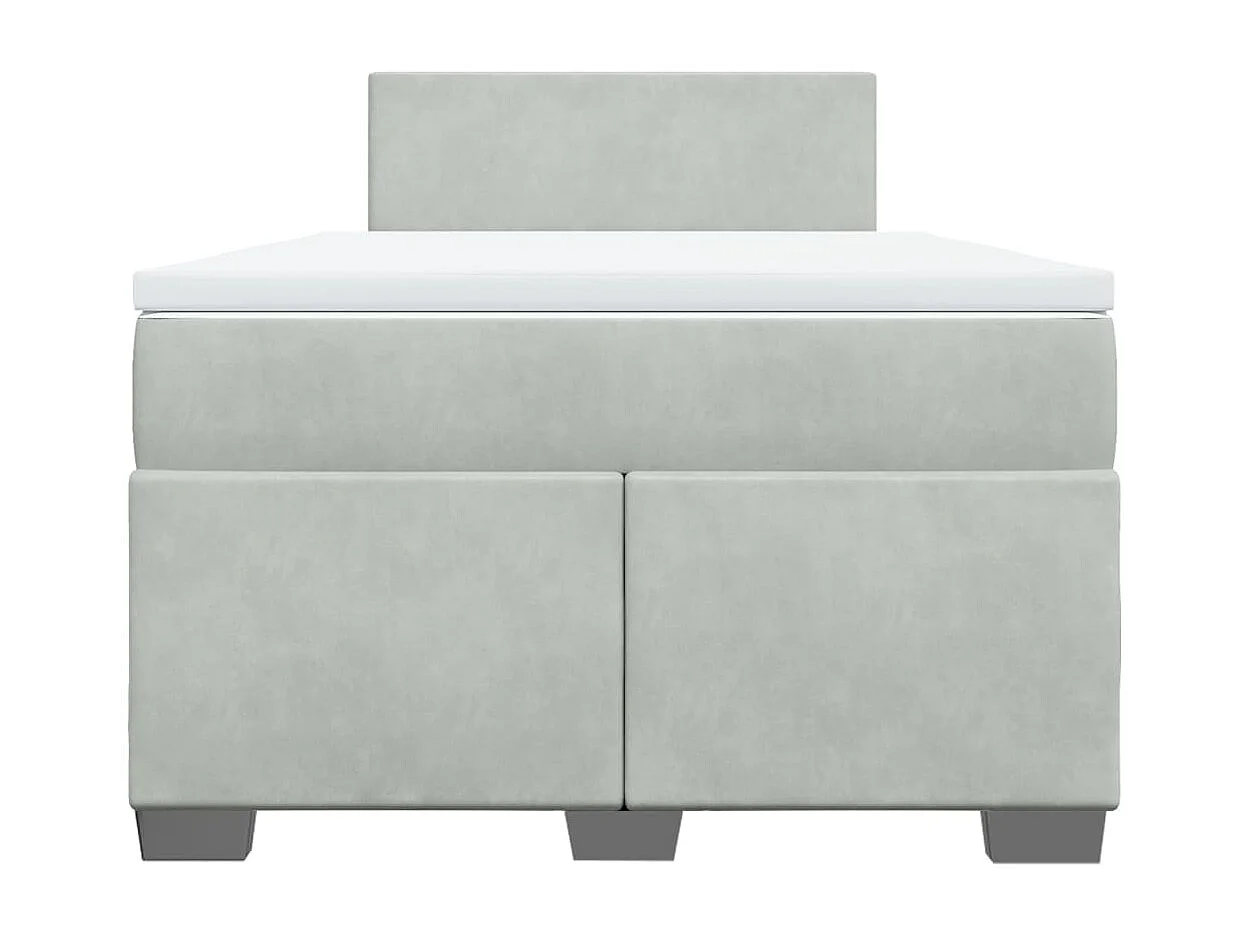 Cama box spring con colchón terciopelo gris claro 120x200 cm