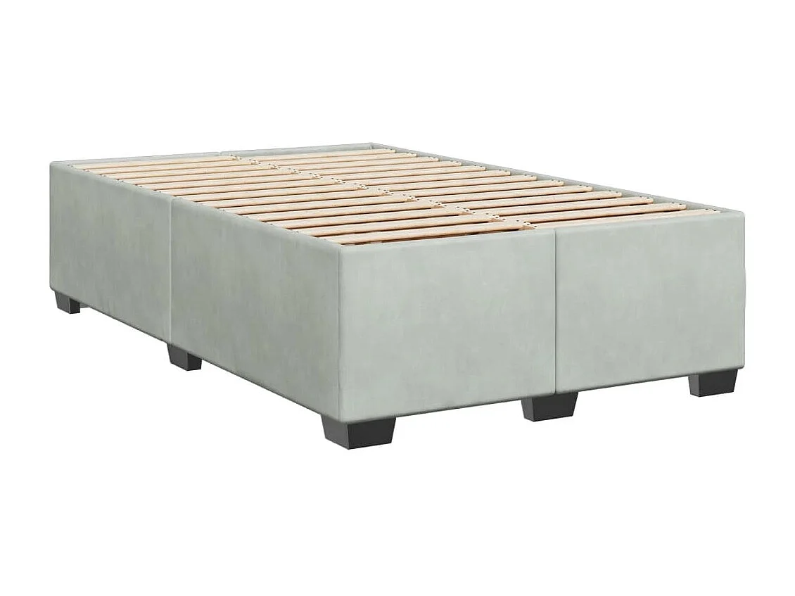 Cama box spring con colchón terciopelo gris claro 120x200 cm