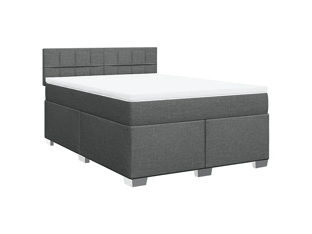Boxspring met matras stof donkergrijs 140x190 cm