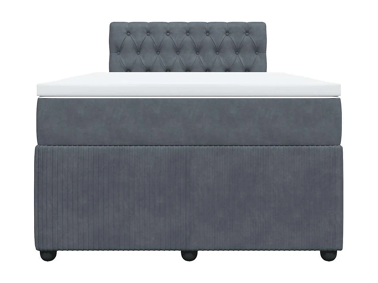 Cama box spring con colchón terciopelo gris oscuro 120x190 cm