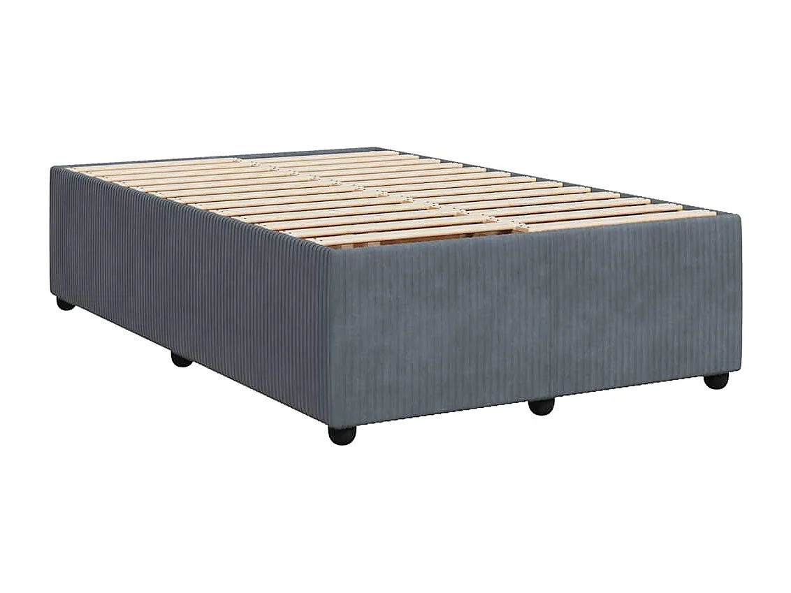 Cama box spring con colchón terciopelo gris oscuro 120x190 cm
