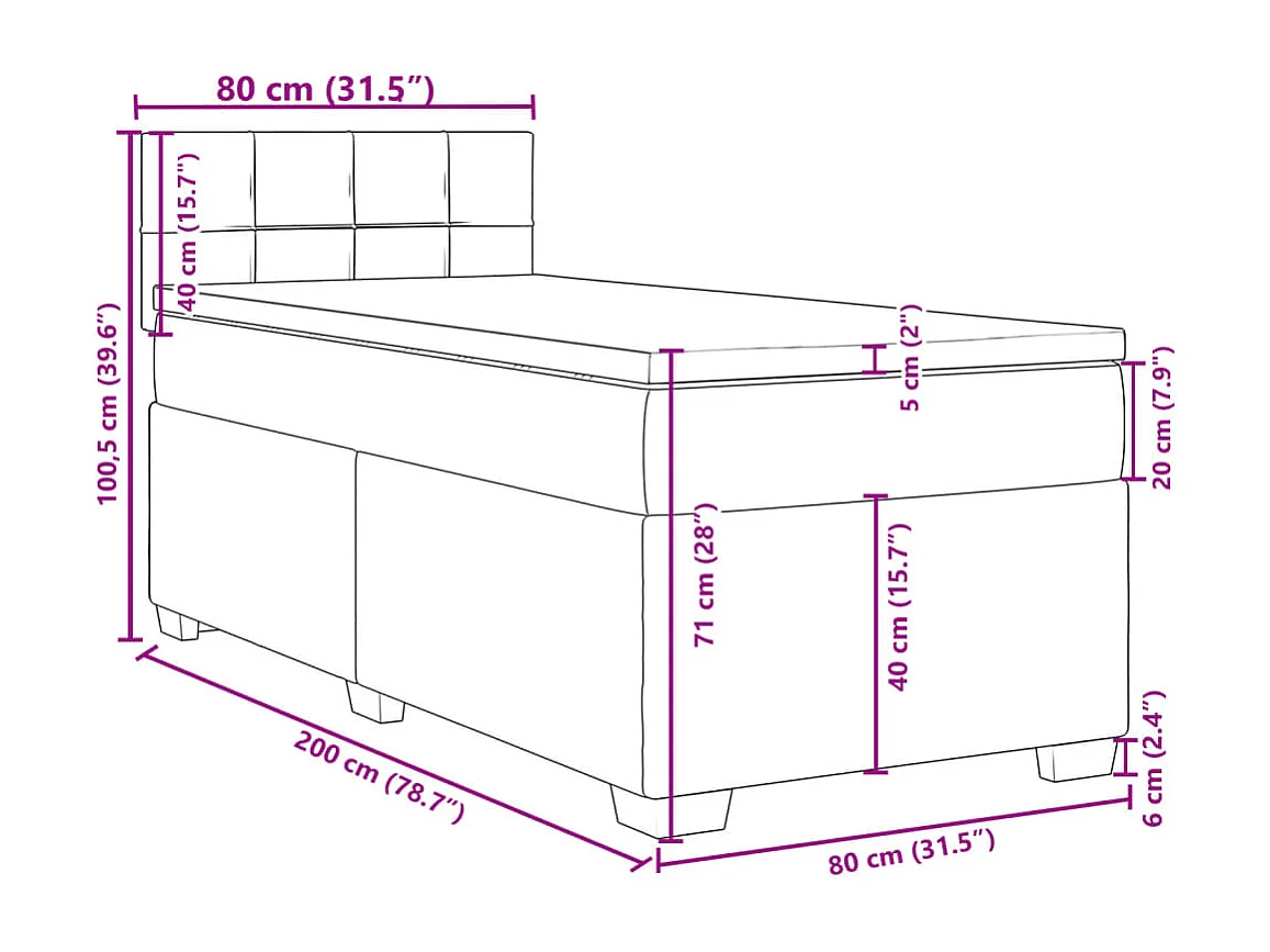 Boxspring met matras fluweel donkerblauw 80x200 cm