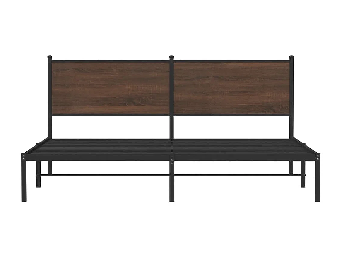 Cadre de lit en métal sans matelas chêne marron 160x200 cm