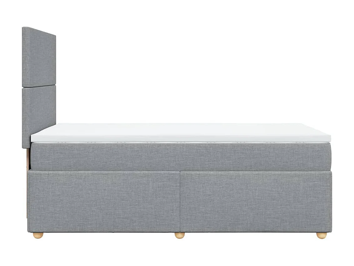 Cama box spring con colchón tela gris claro 80x200 cm