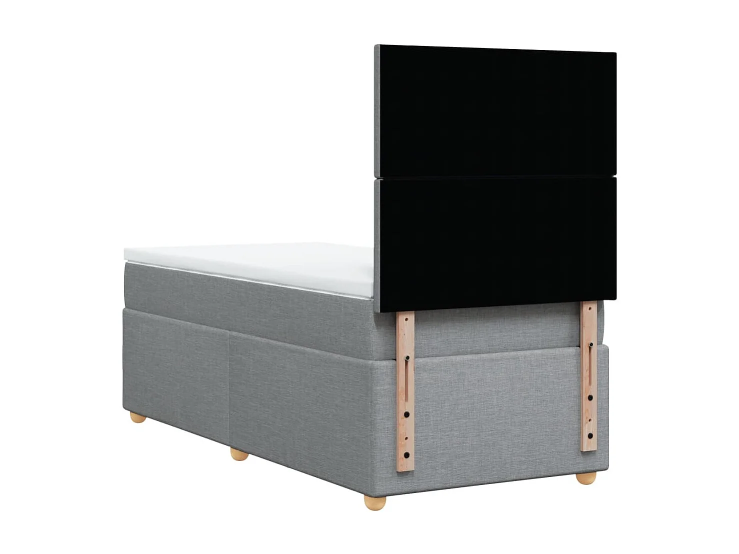 Cama box spring con colchón tela gris claro 80x200 cm