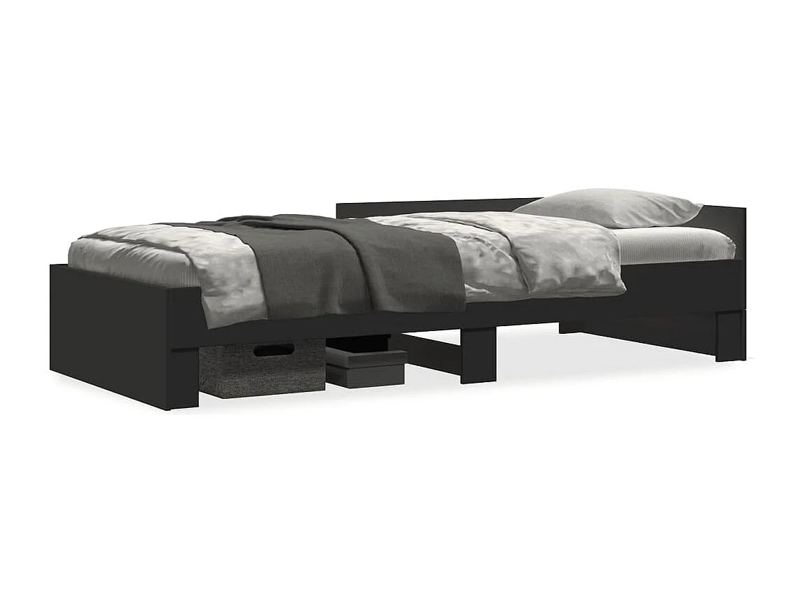 Cadre de lit sans matelas noir 75x190 cm bois ingénierie