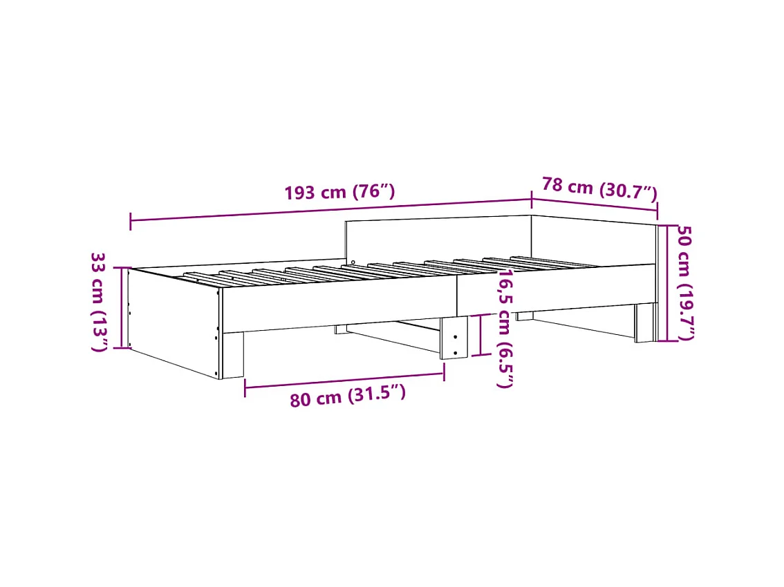 Bettgestell Schwarz 75x190 cm Holzwerkstoff
