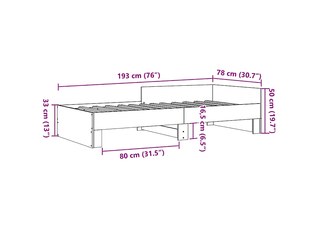 Bedframe bewerkt hout zwart 75x190 cm
