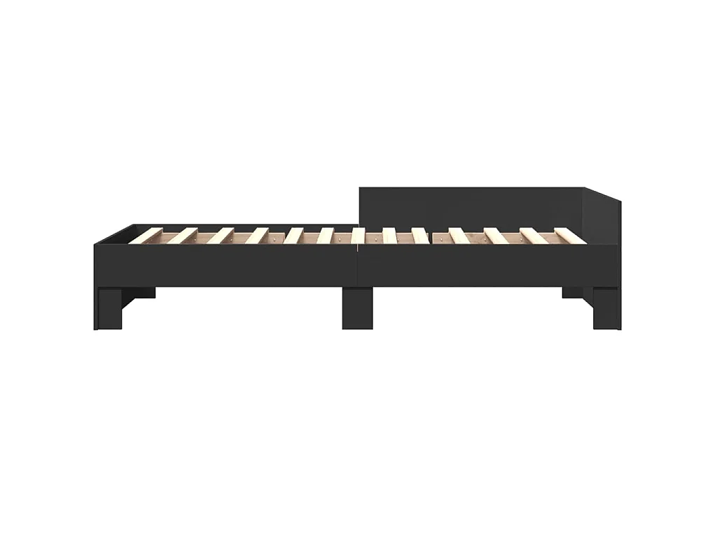 Bedframe bewerkt hout zwart 75x190 cm