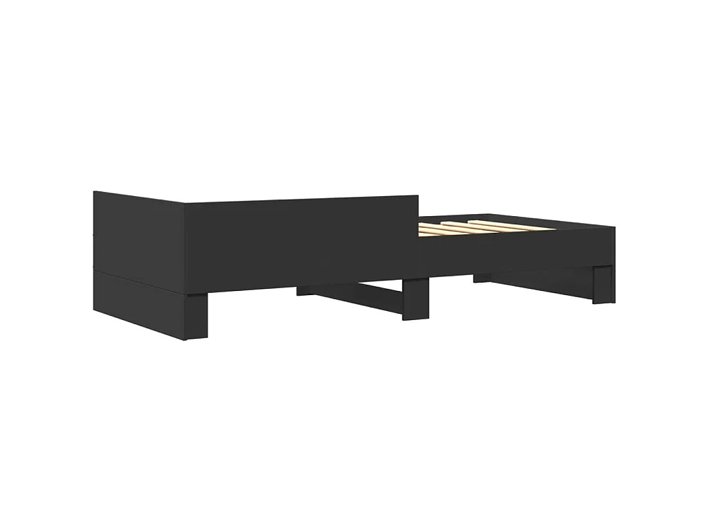 Bedframe bewerkt hout zwart 75x190 cm