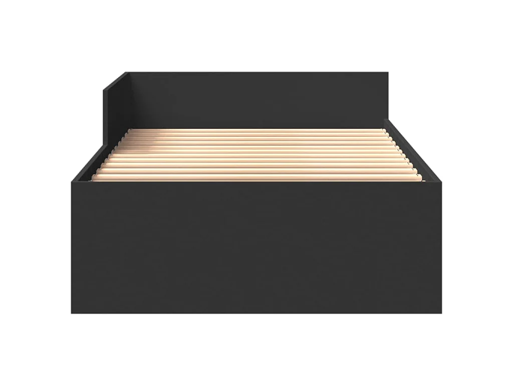Cadre de lit sans matelas noir 75x190 cm bois ingénierie