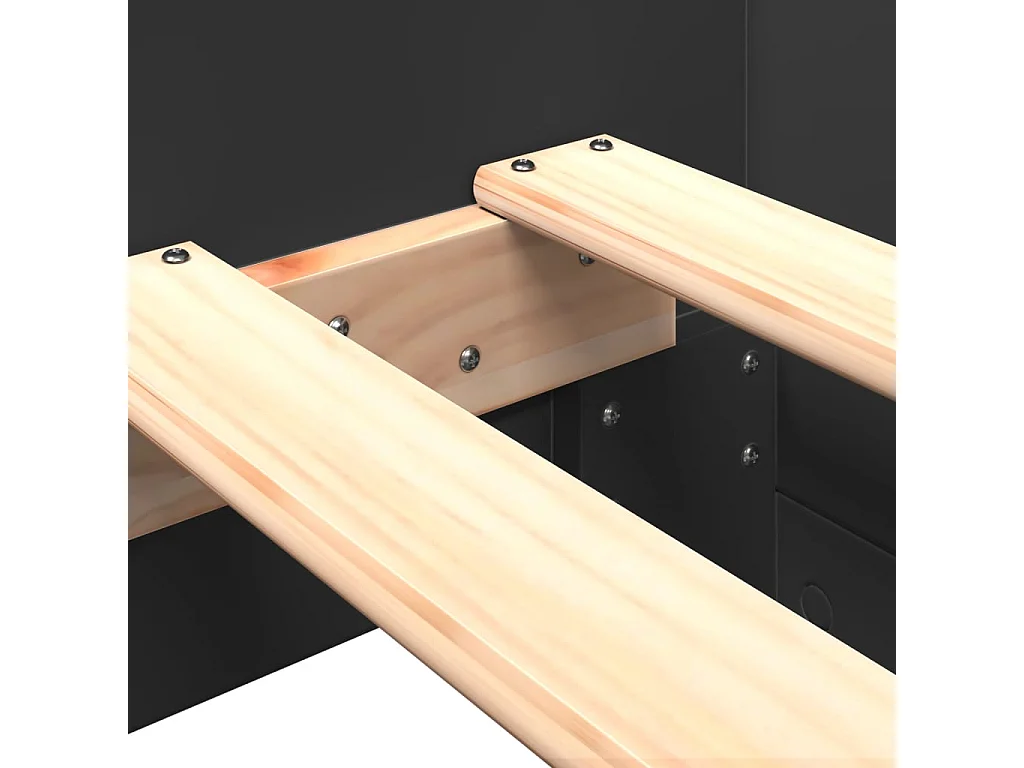 Cadre de lit sans matelas noir 75x190 cm bois ingénierie