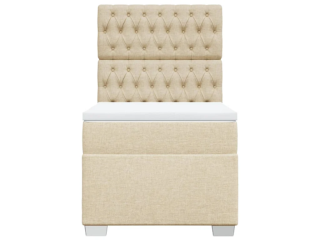Cama box spring con colchón tela color crema 80x200 cm