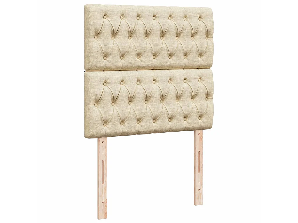 Cama box spring con colchón tela color crema 80x200 cm