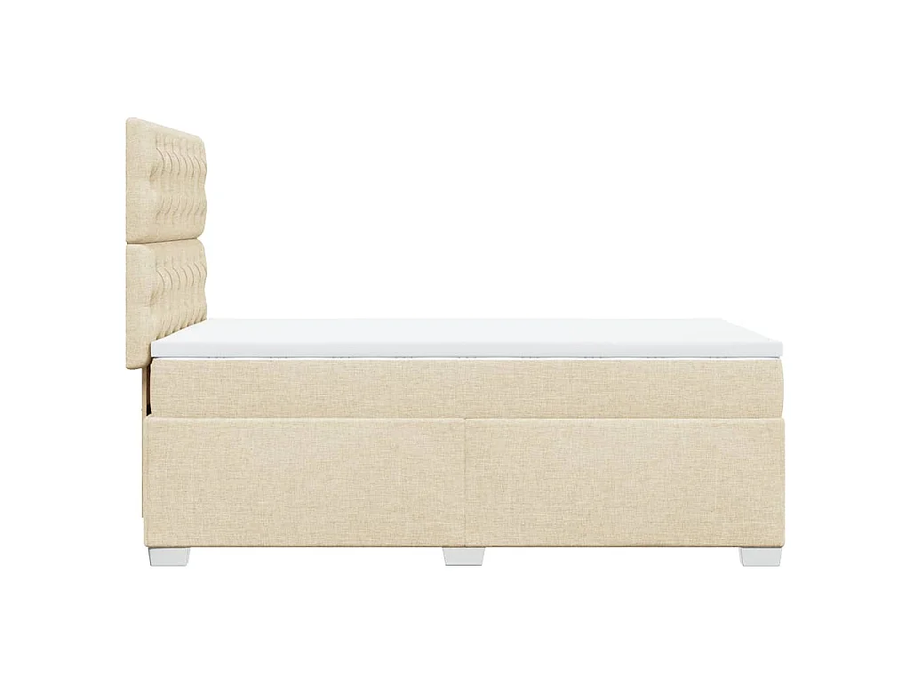 Cama box spring con colchón tela color crema 80x200 cm