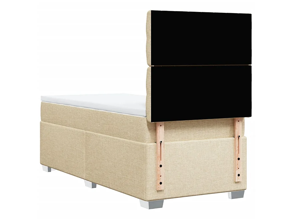 Cama box spring con colchón tela color crema 80x200 cm