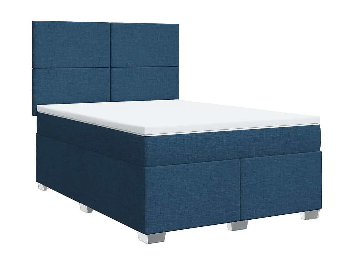 Sommier à lattes de lit avec matelas Bleu 160x200 cm Tissu