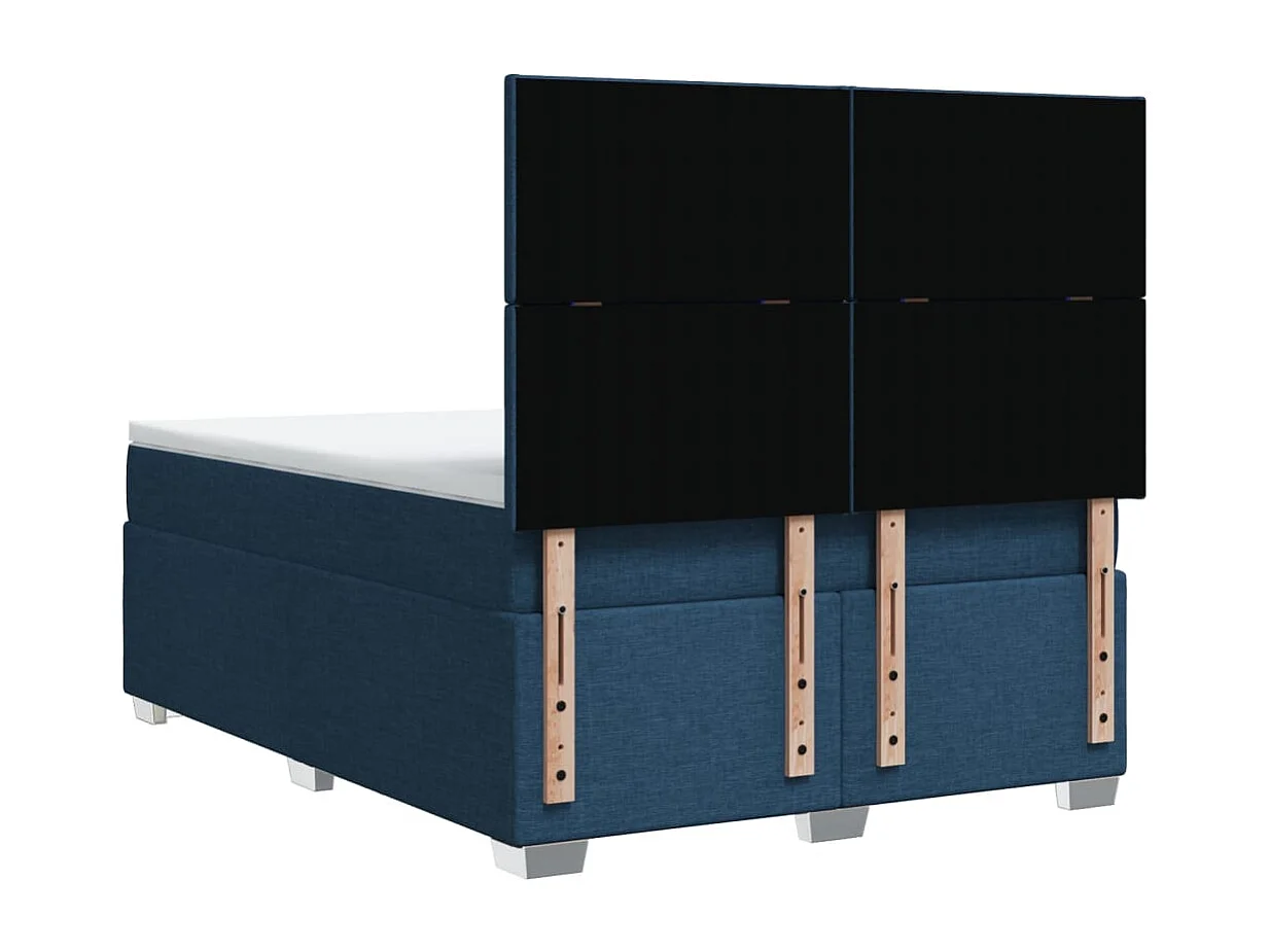 Sommier à lattes de lit avec matelas Bleu 160x200 cm Tissu