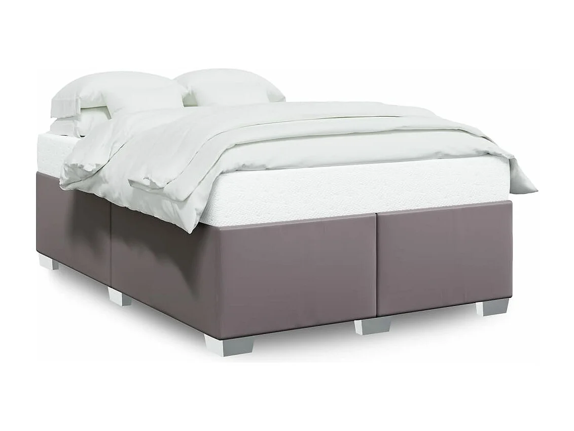 Estructura de cama sin colchón cuero sintético gris 160x200 cm