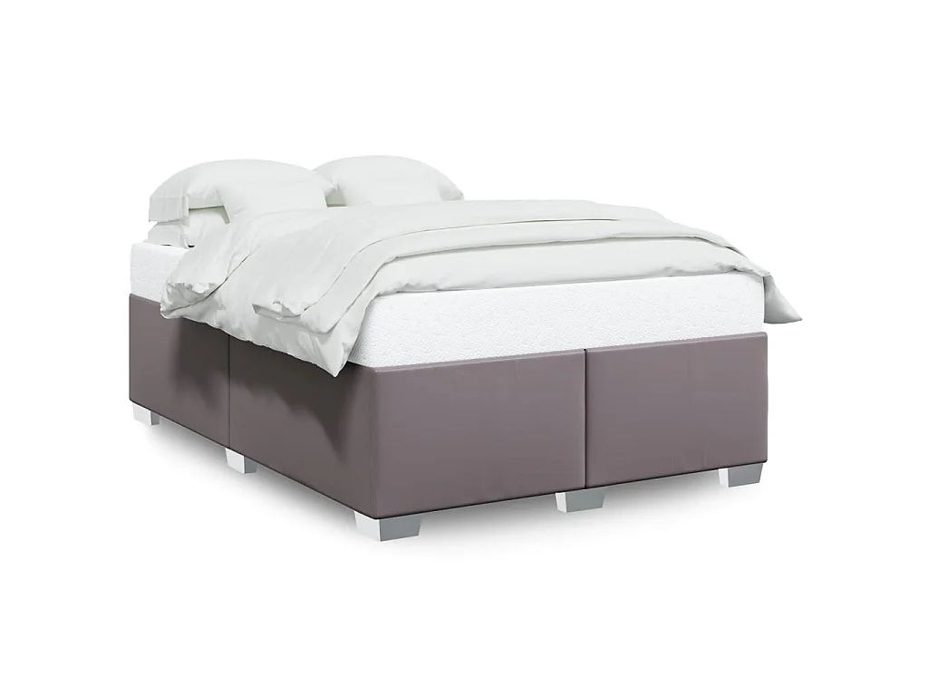 Estructura de cama sin colchón cuero sintético gris 160x200 cm