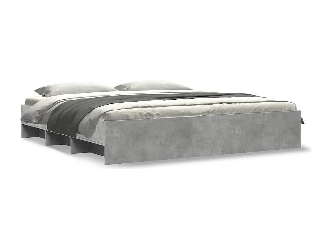 Cadre de lit sans matelas gris béton 180x200 cm bois ingénierie