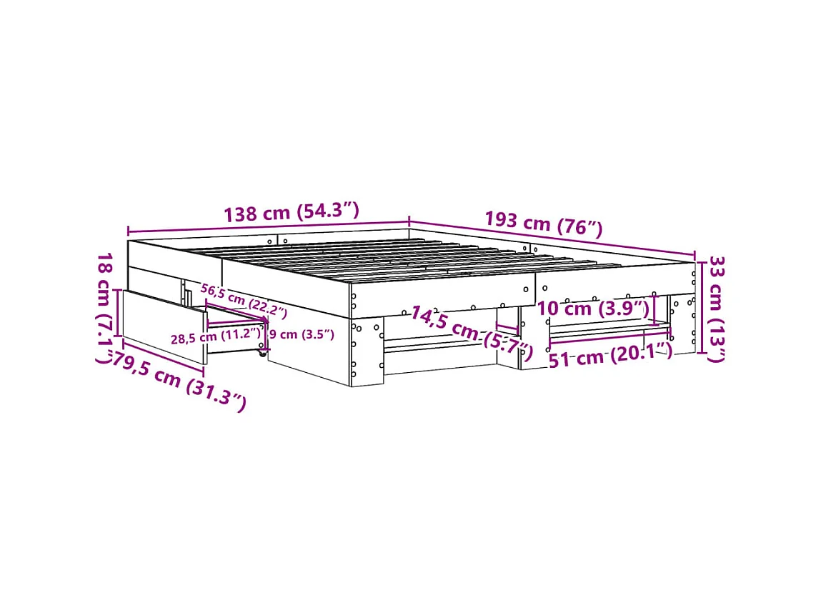 Bettgestell Schwarz 135x190 cm Holzwerkstoff
