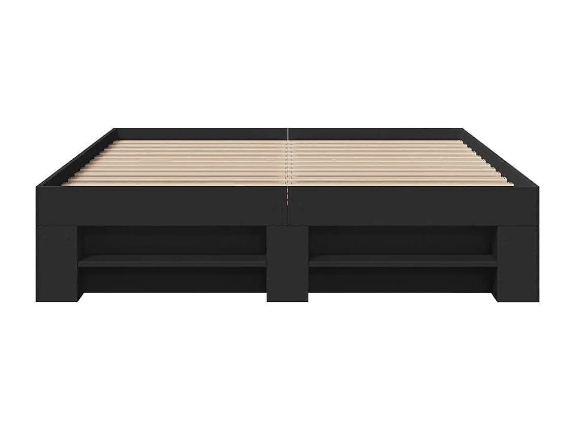 Bedframe bewerkt hout zwart 135x190 cm