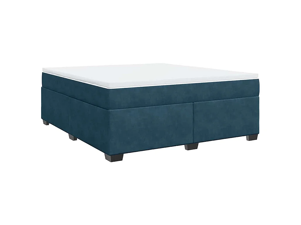 Cama box spring con colchón terciopelo azul oscuro 180x200 cm