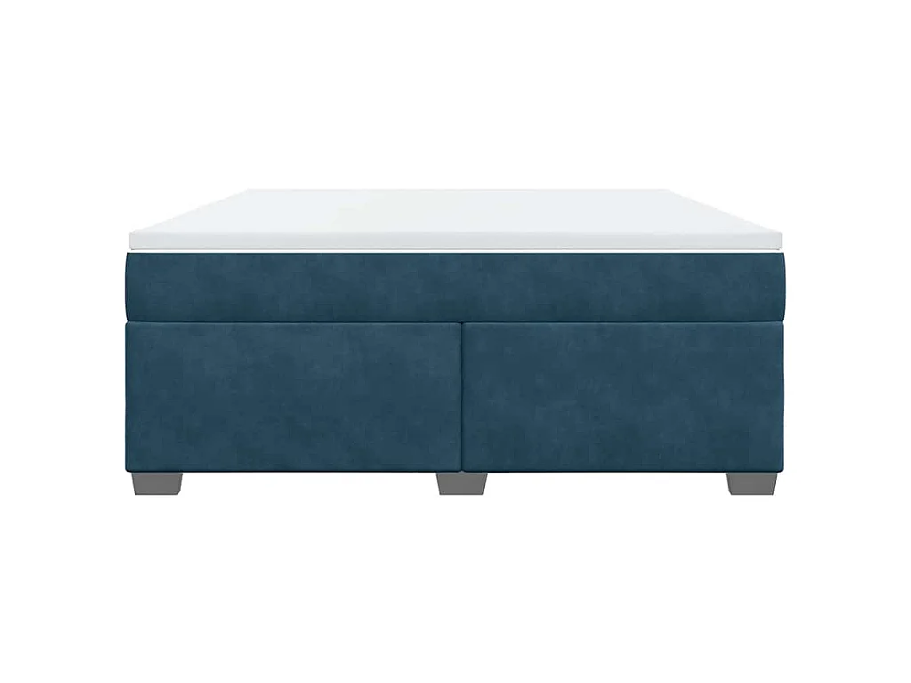 Cama box spring con colchón terciopelo azul oscuro 180x200 cm