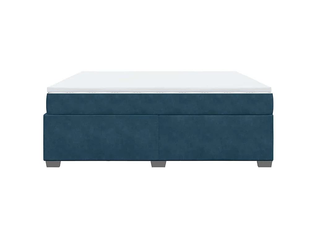 Cama box spring con colchón terciopelo azul oscuro 180x200 cm