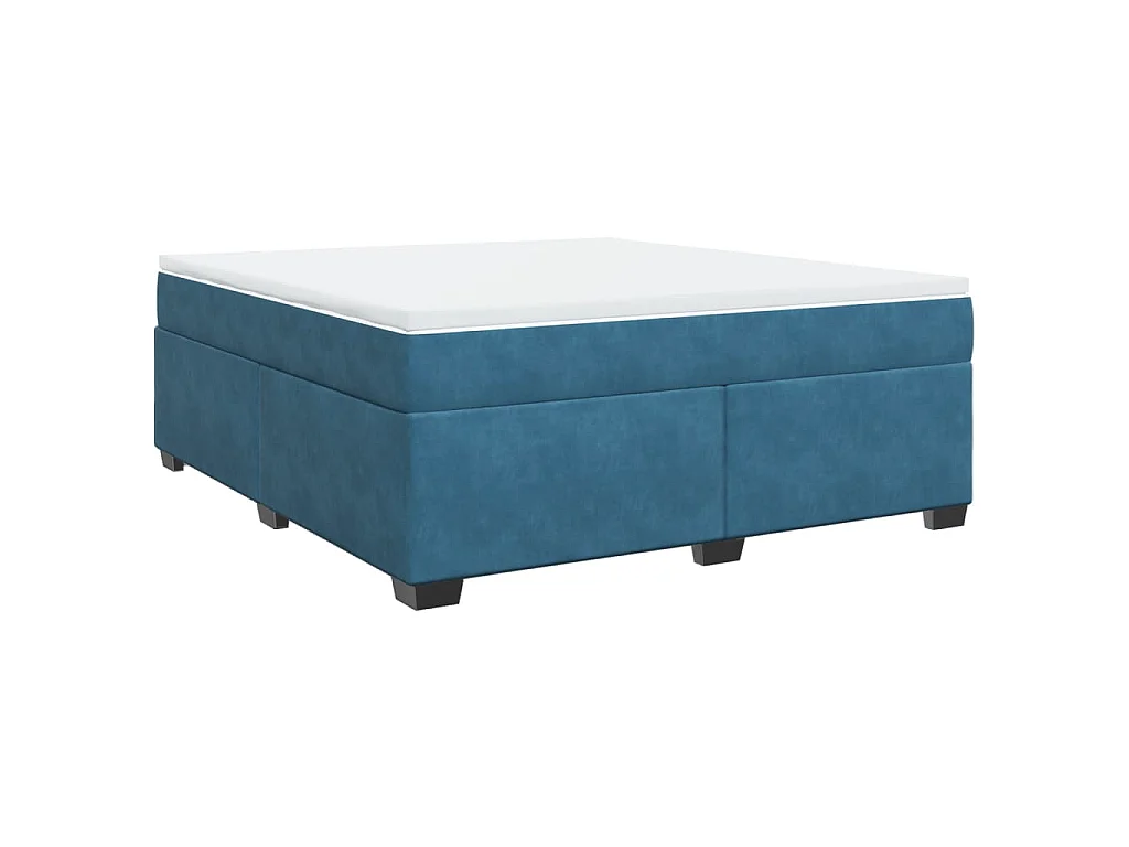 Cama box spring con colchón terciopelo azul oscuro 180x200 cm
