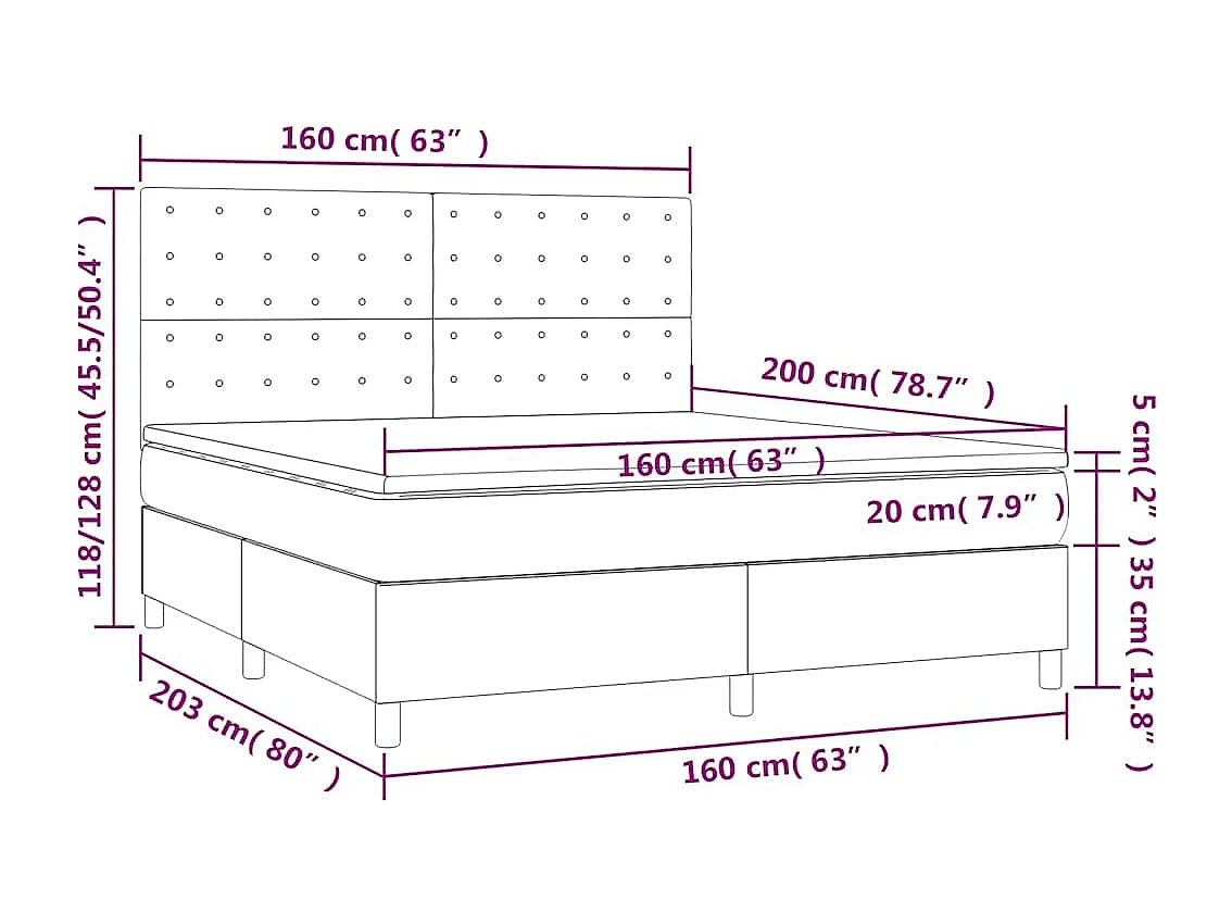Boxspring met matras fluweel donkergroen 160x200 cm