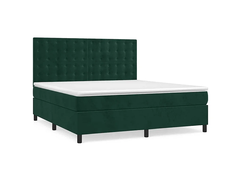 Boxspringbett mit Matratze Dunkelgrün 160x200 cm Samt