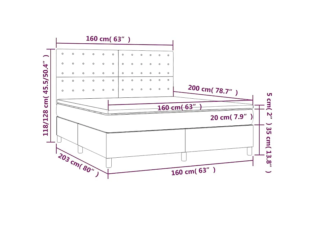 Boxspringbett mit Matratze Dunkelgrün 160x200 cm Samt