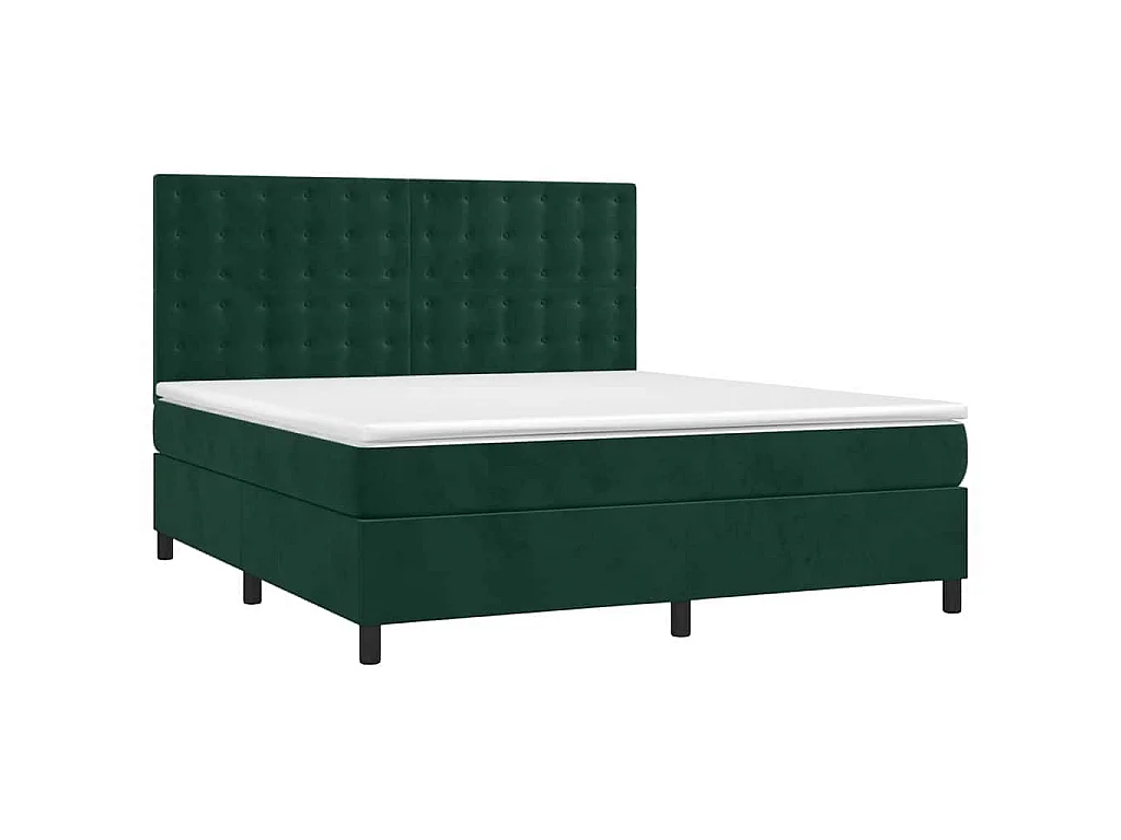 Giroletto a Molle con Materasso Verde Scuro 160x200 cm Velluto
