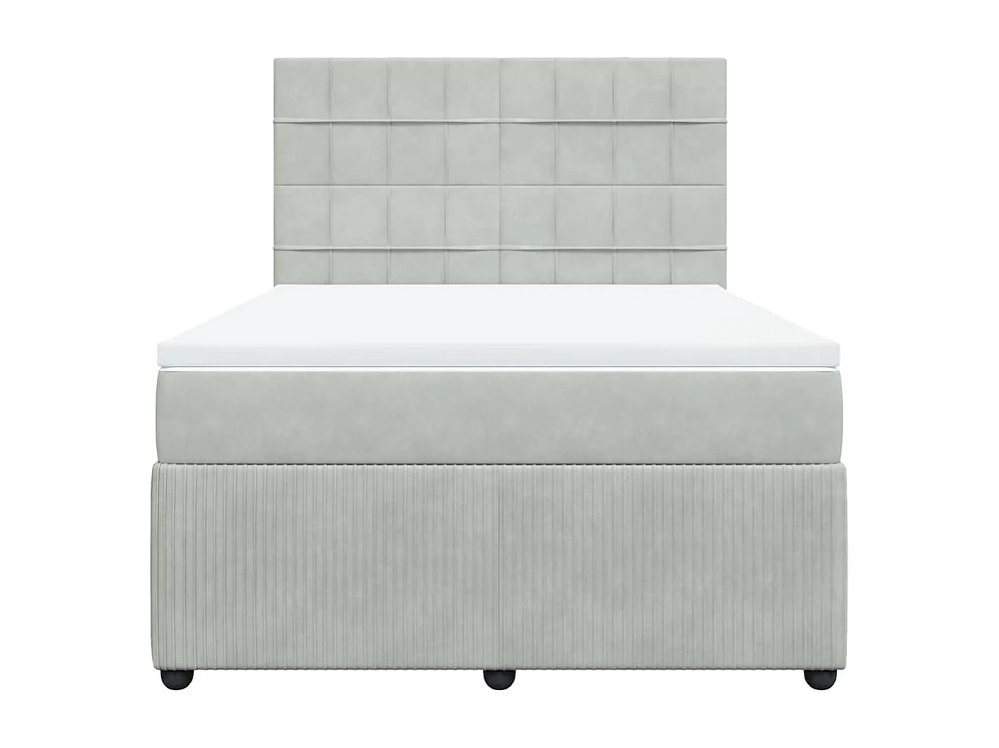 Giroletto a Molle con Materasso Grigio Chiaro 140x190cm Velluto