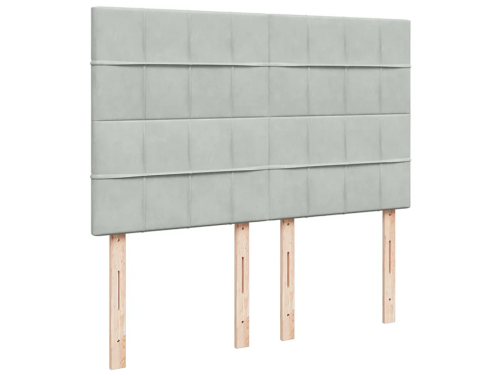Cama box spring con colchón terciopelo gris claro 140x190 cm