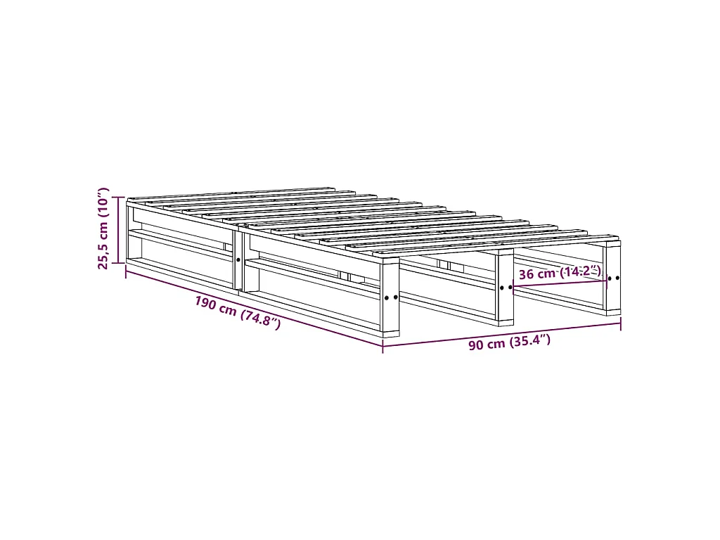 Cadre de lit sans matelas 90x190 cm bois de pin massif