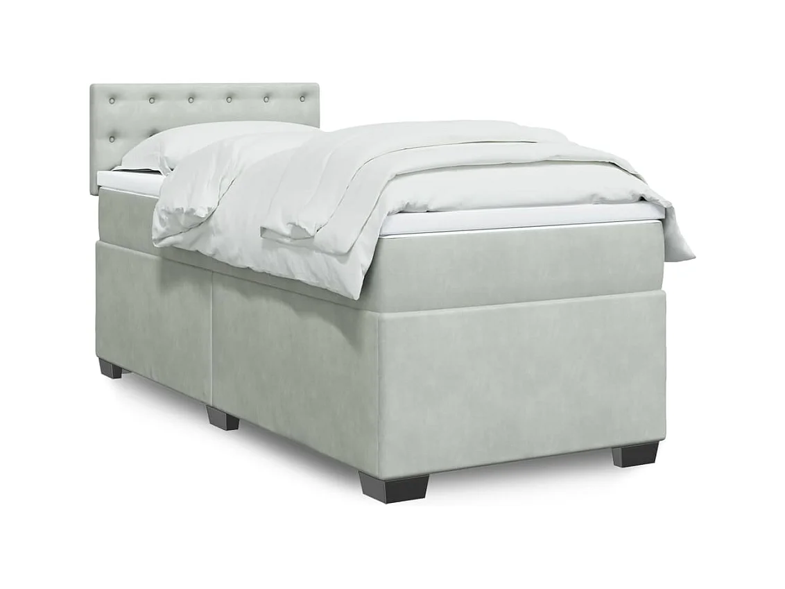 Boxspring met matras fluweel lichtgrijs 80x200 cm